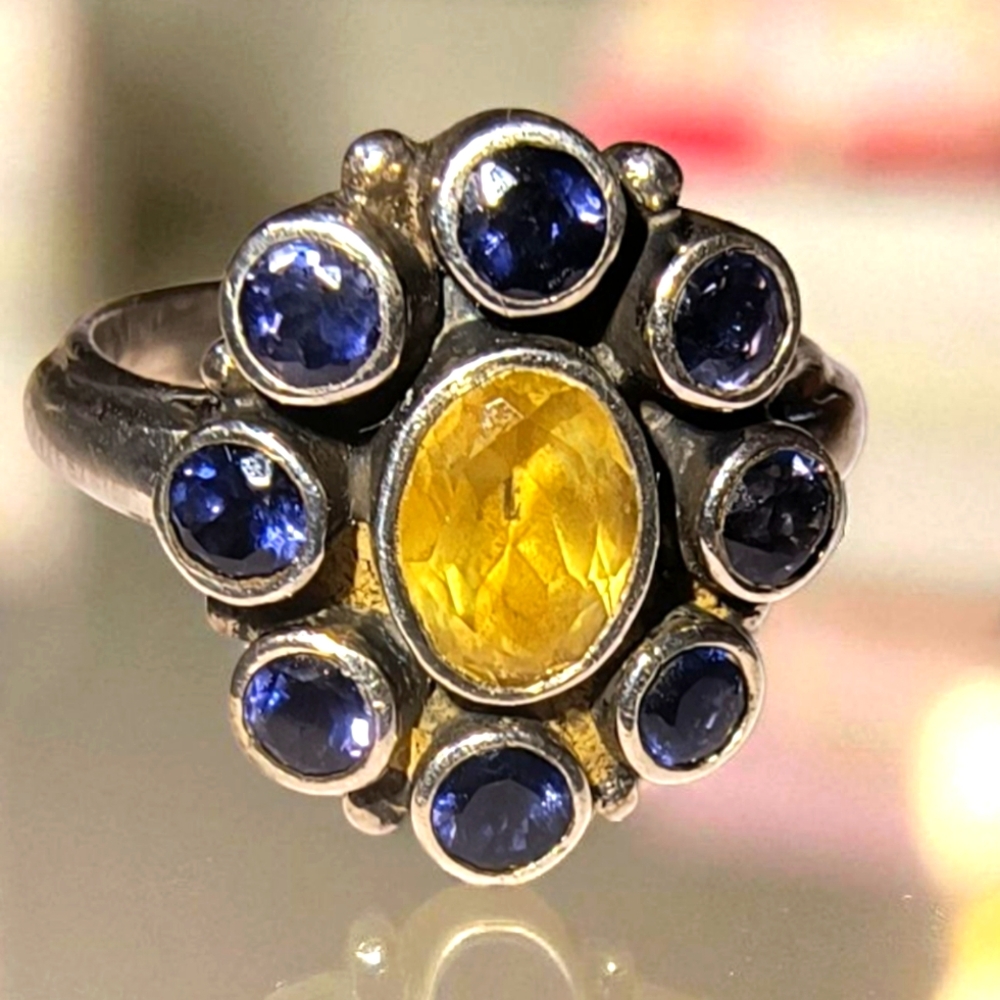 Nicky Butler Designer Citrine, Iolite And Sterling Silver Ring